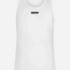 Two-way stretch cotton tank top with logo label