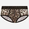 Two-way stretch jersey Brando briefs with leopard print