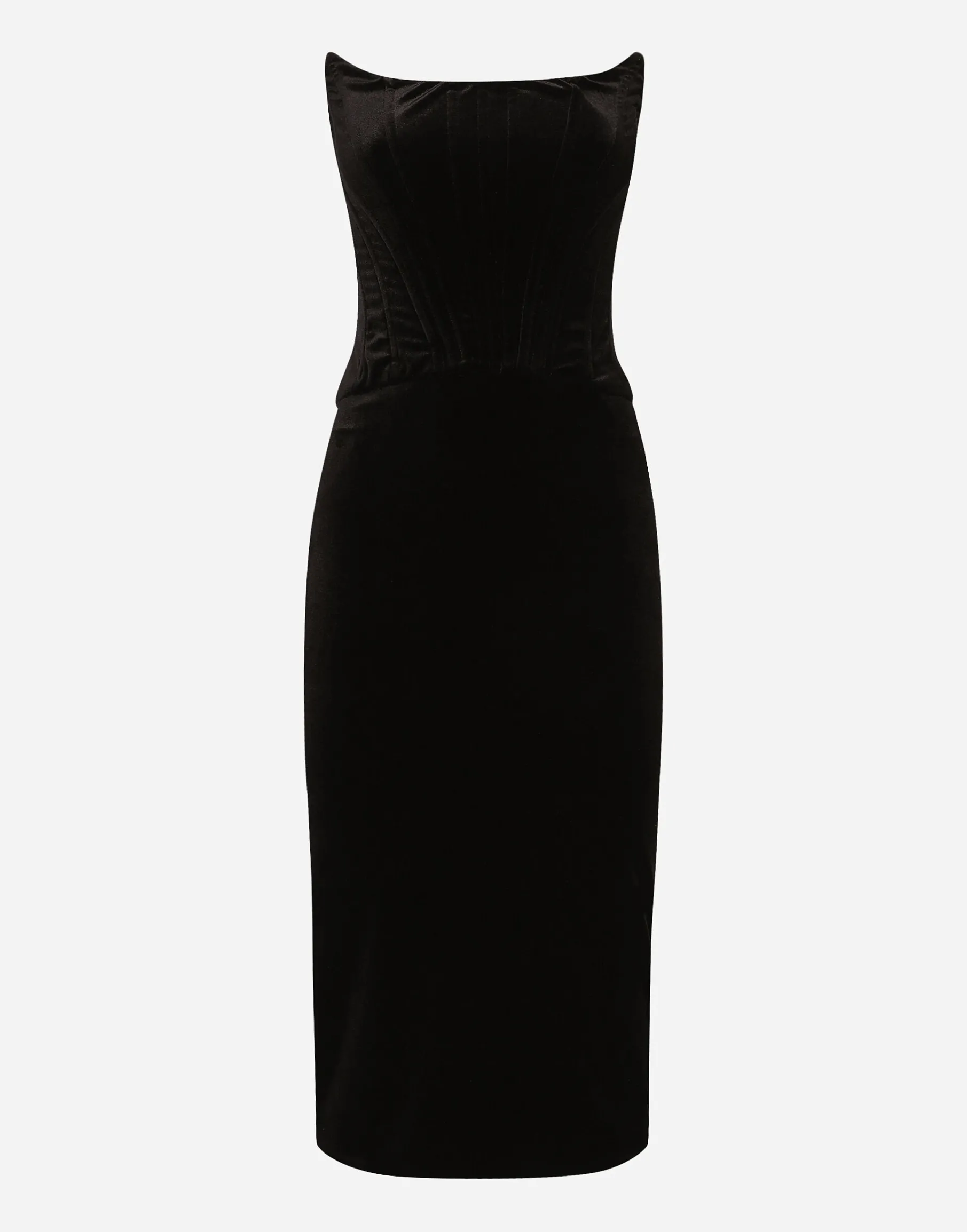 Velvet calf-length corset dress