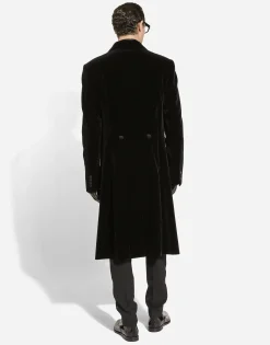 Velvet coat with satin details