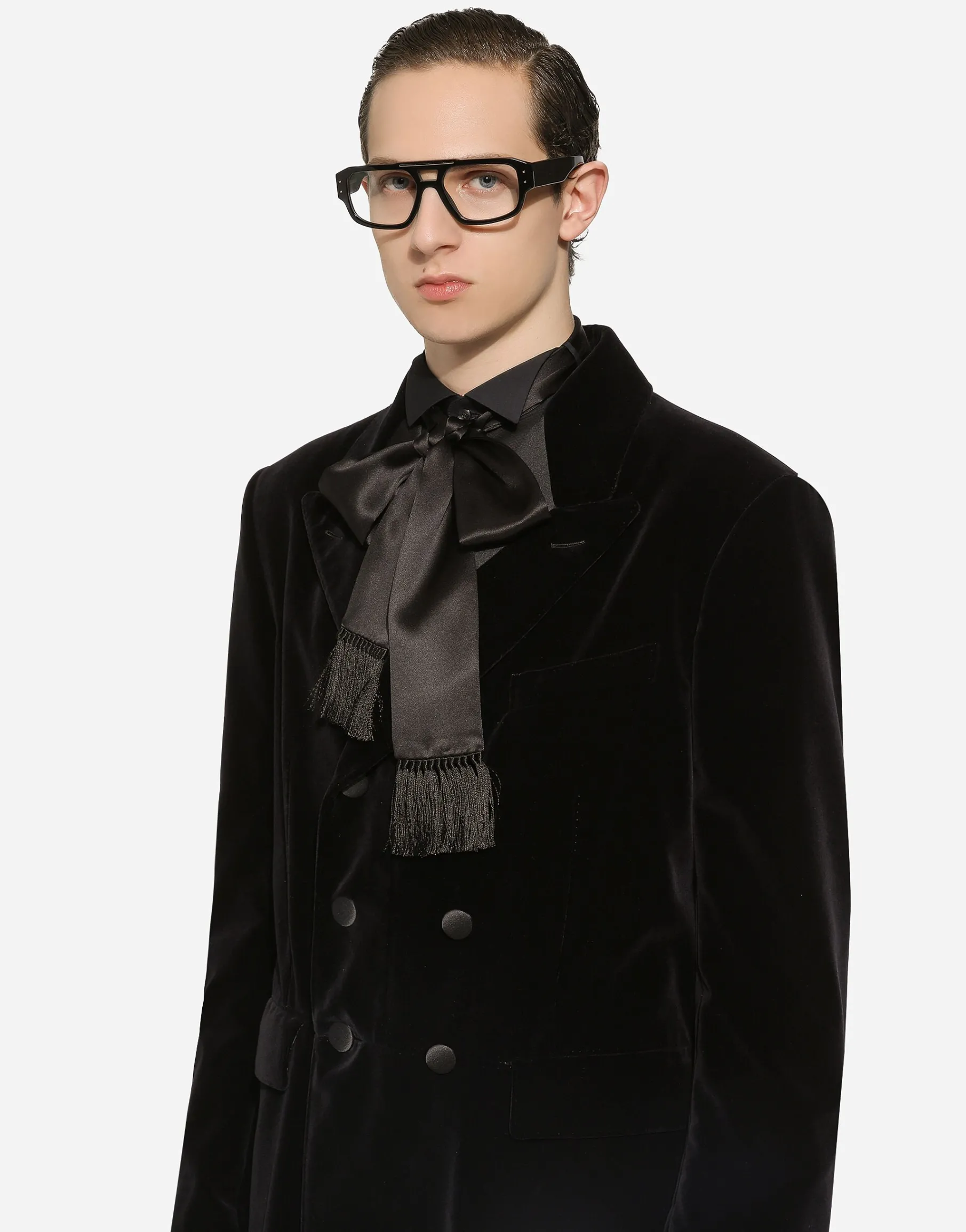 Velvet coat with satin details
