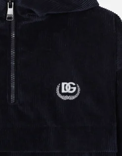 Velvet hoodie with DG laurel logo