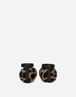 Velvet newborn ballet flats with leopard print