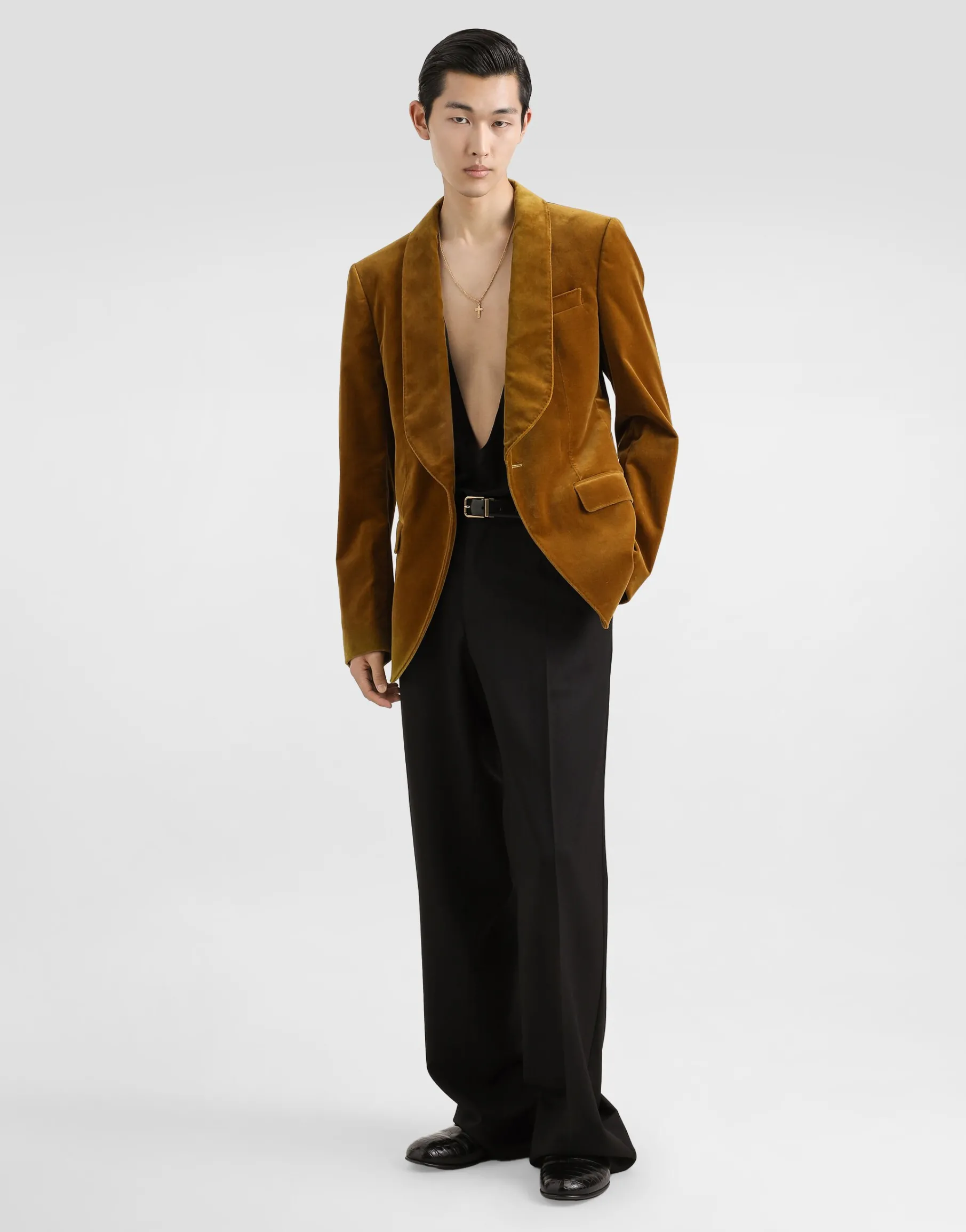 Velvet single-breasted jacket