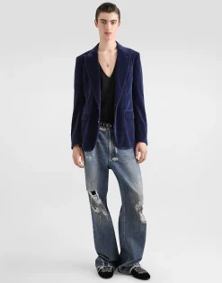 Velvet single-breasted jacket