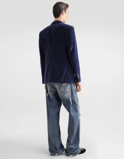 Velvet single-breasted jacket