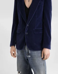 Velvet single-breasted jacket