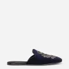 Velvet slippers with coat of arms embroidery