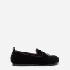 Velvet slippers with crown patch