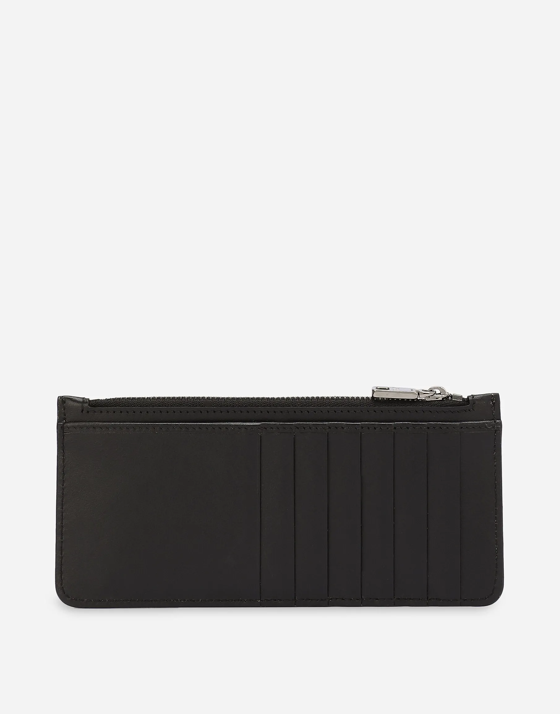 Vertical calfskin card holder with logo