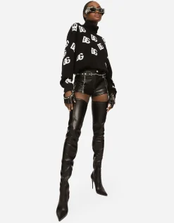 Virgin wool turtleneck with inlaid DG logo