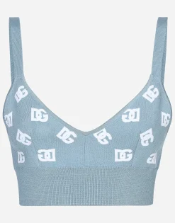 Viscose bralette top with jacquard DG logo