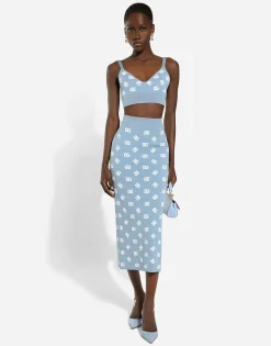 Viscose bralette top with jacquard DG logo
