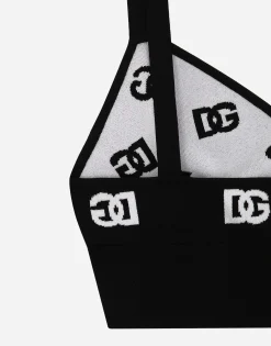 Viscose bralette top with jacquard DG logo