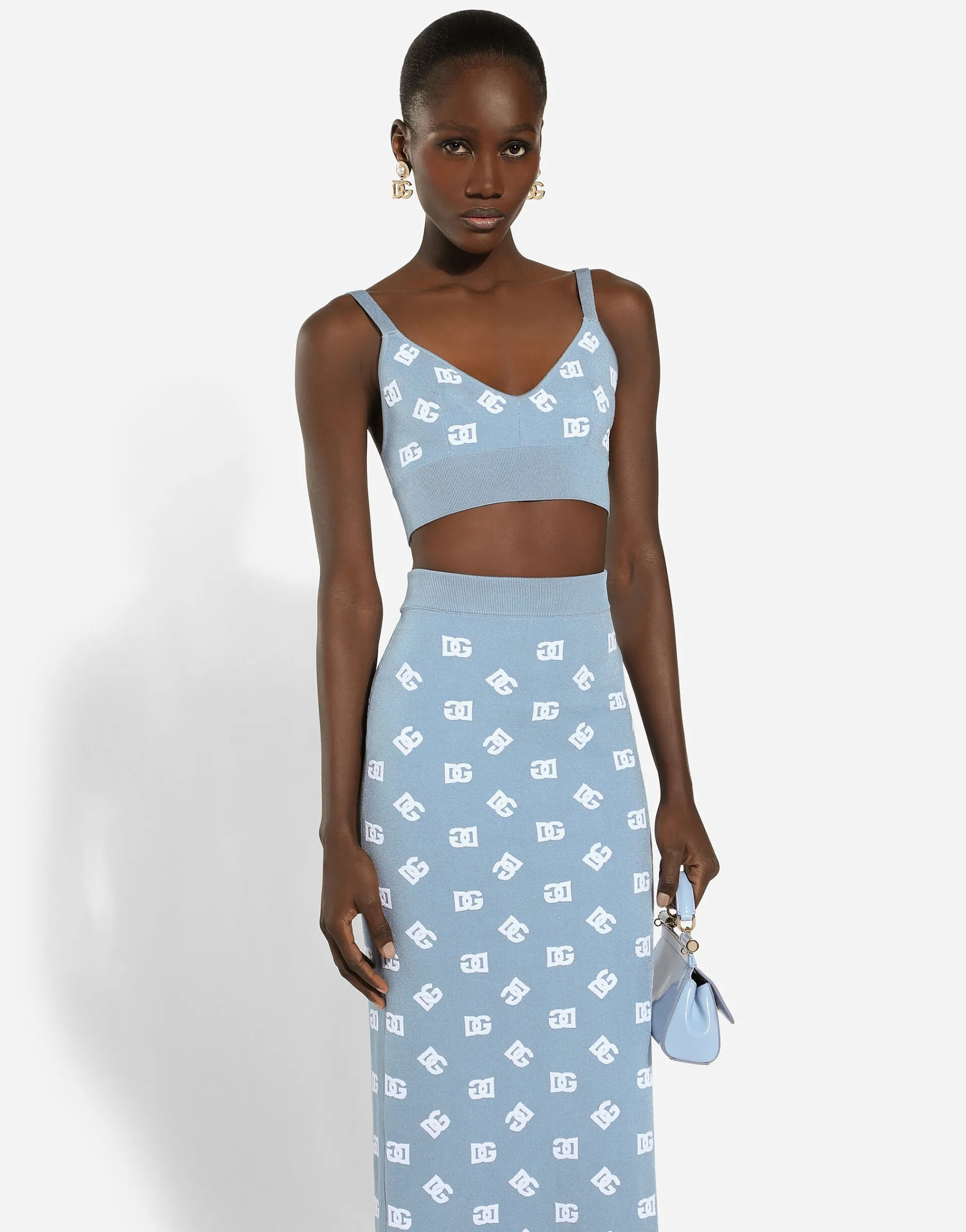 Viscose bralette top with jacquard DG logo