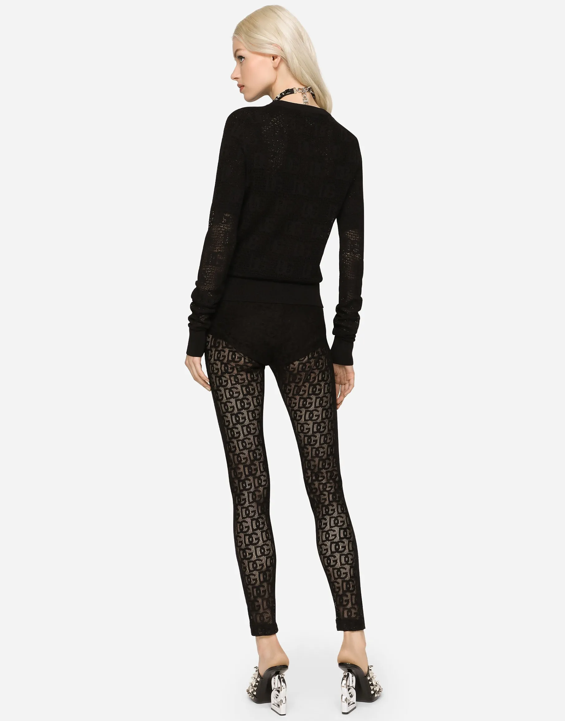 Viscose cardigan with all-over DG logo