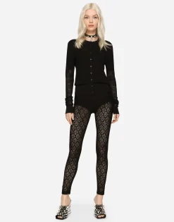 Viscose cardigan with all-over DG logo