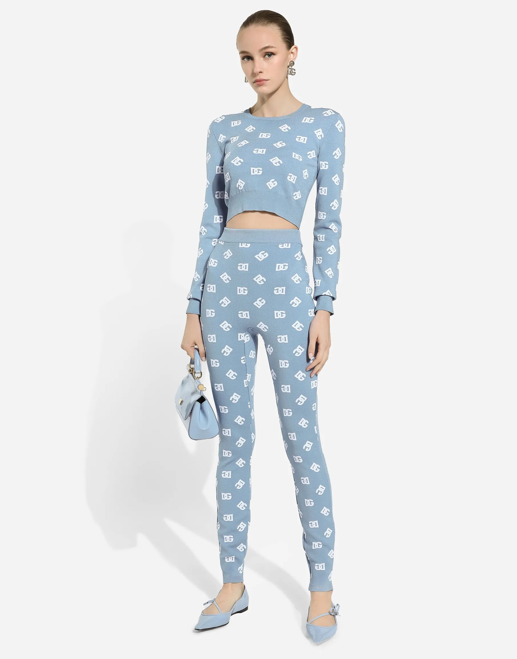 Viscose leggings with jacquard DG logo