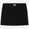 Viscose miniskirt with logo tag