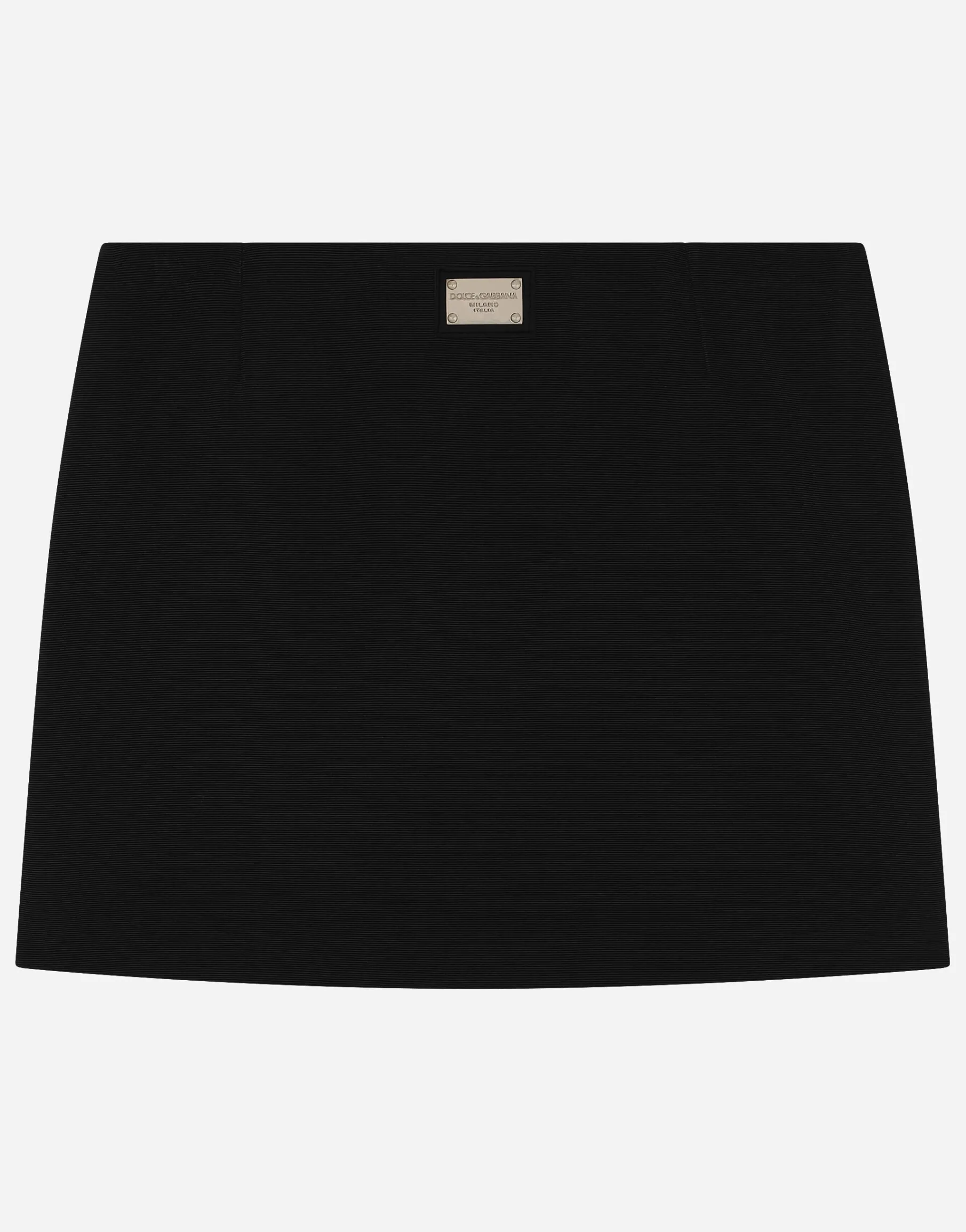 Viscose miniskirt with logo tag