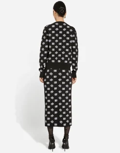 Viscose pencil skirt with jacquard DG logo