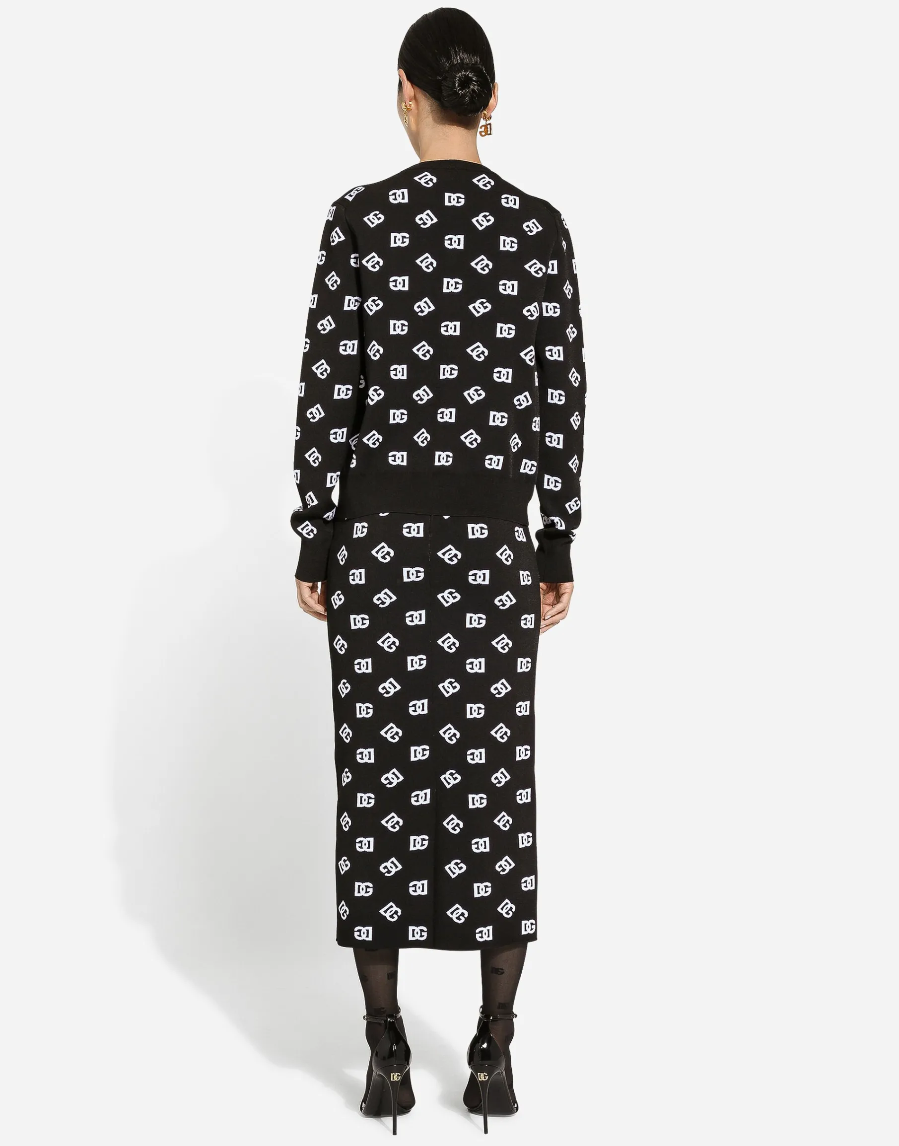 Viscose pencil skirt with jacquard DG logo