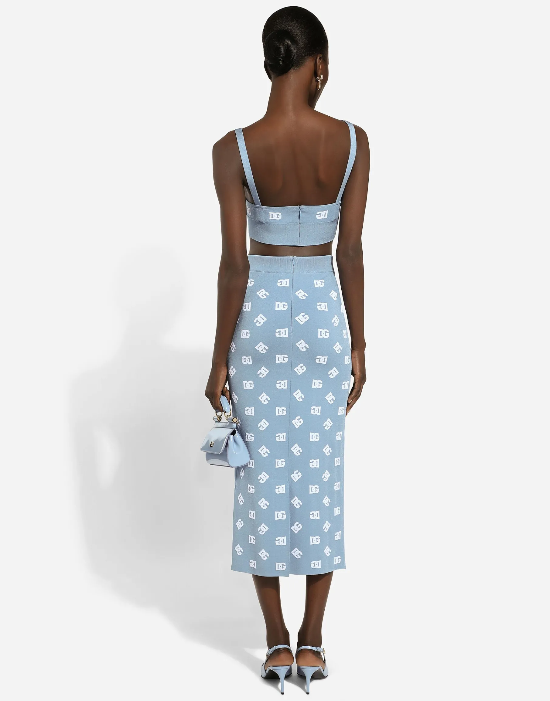 Viscose pencil skirt with jacquard DG logo