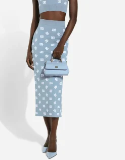 Viscose pencil skirt with jacquard DG logo