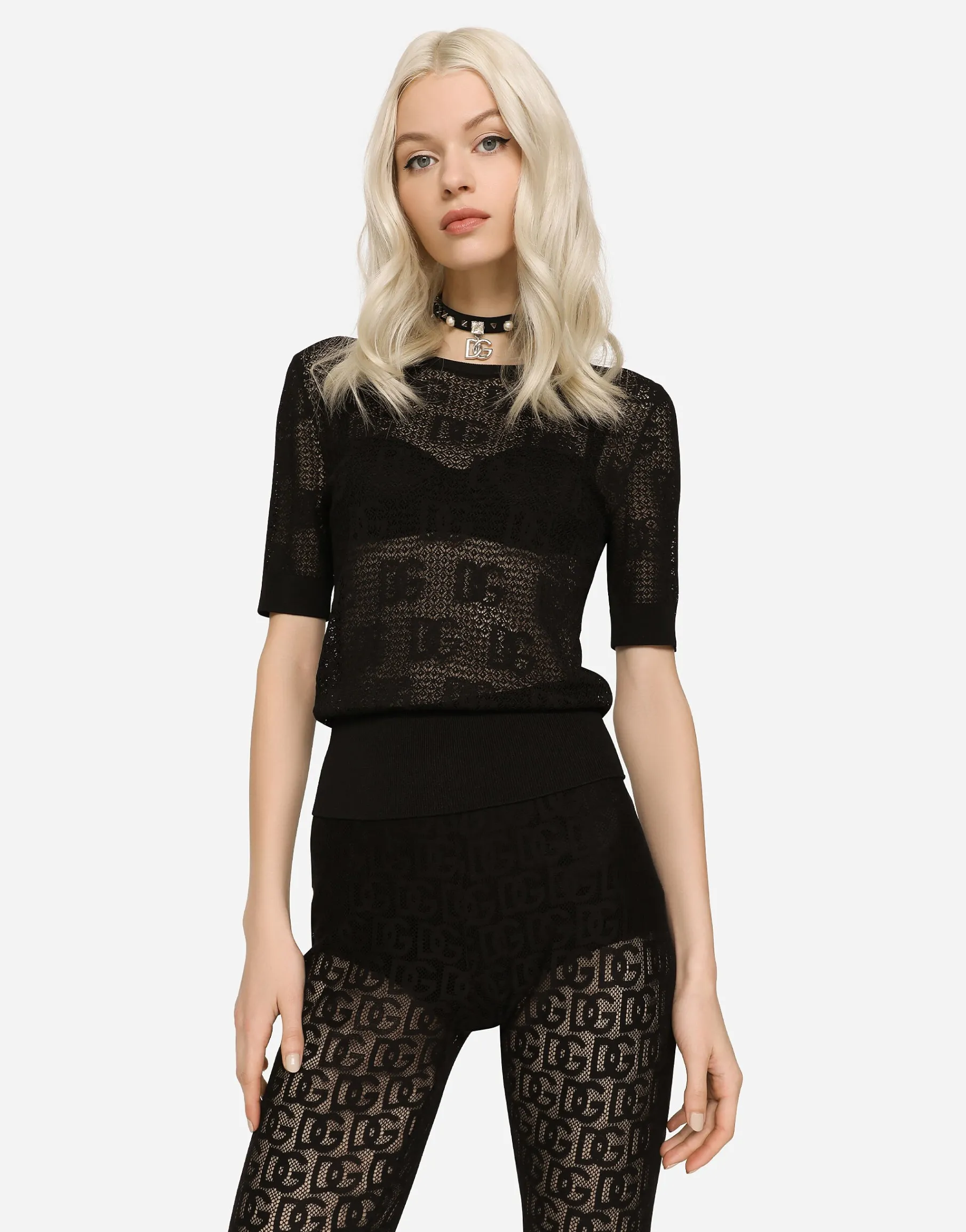 Viscose sweater with all-over DG logo