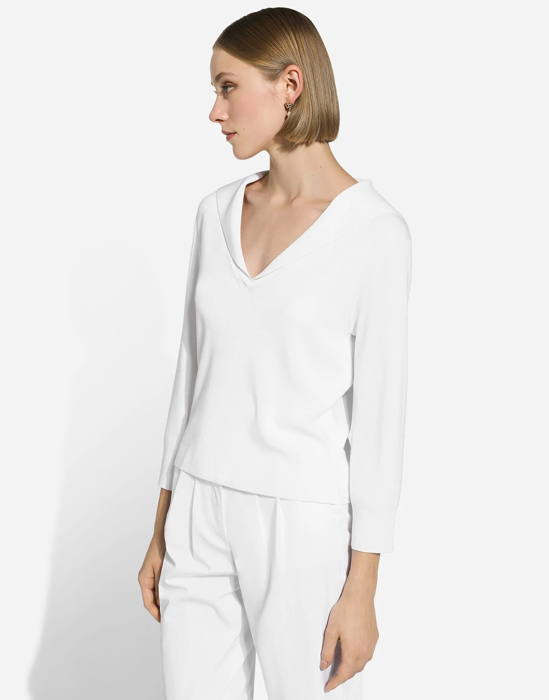 Viscose sweater with sailor collar