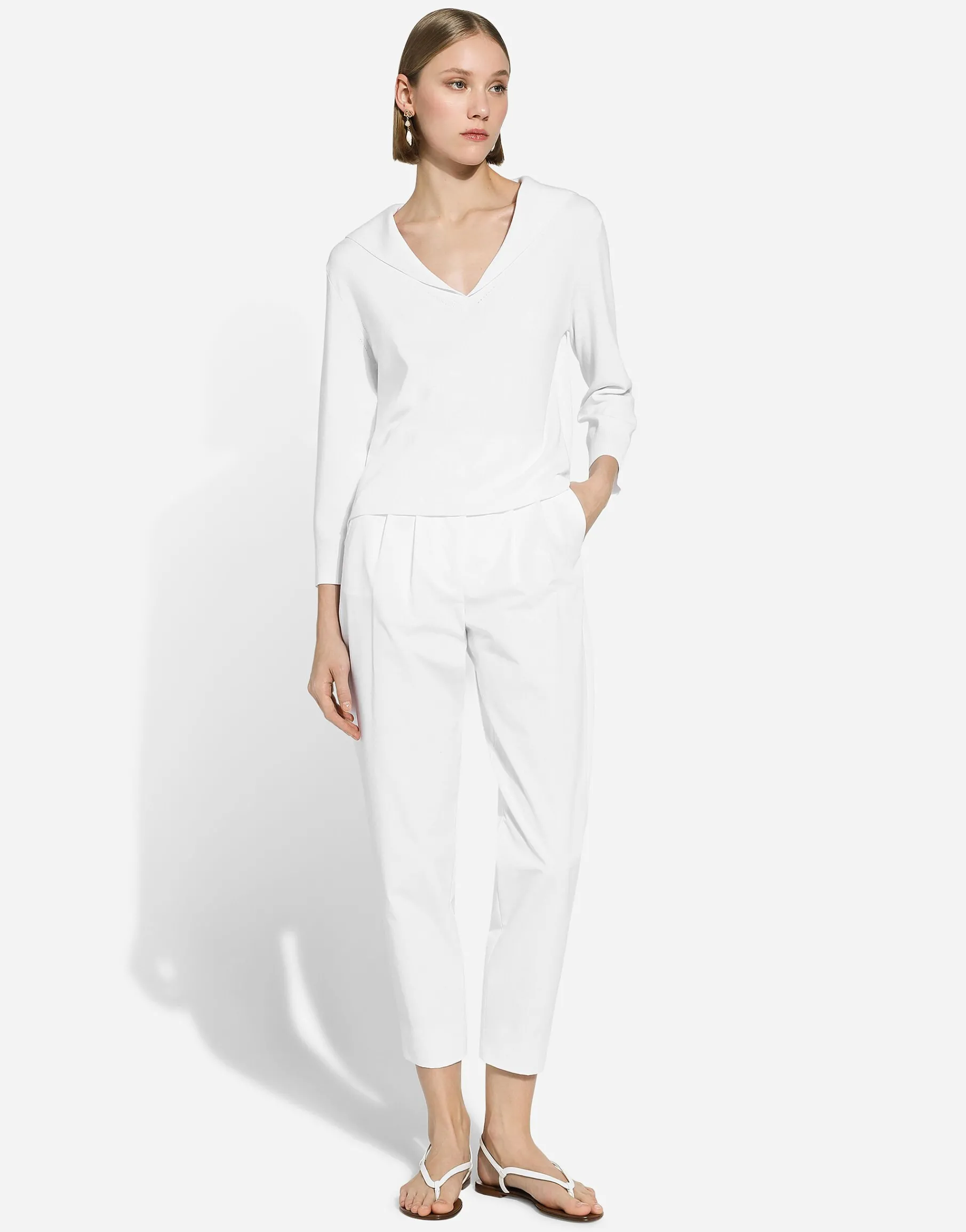 Viscose sweater with sailor collar