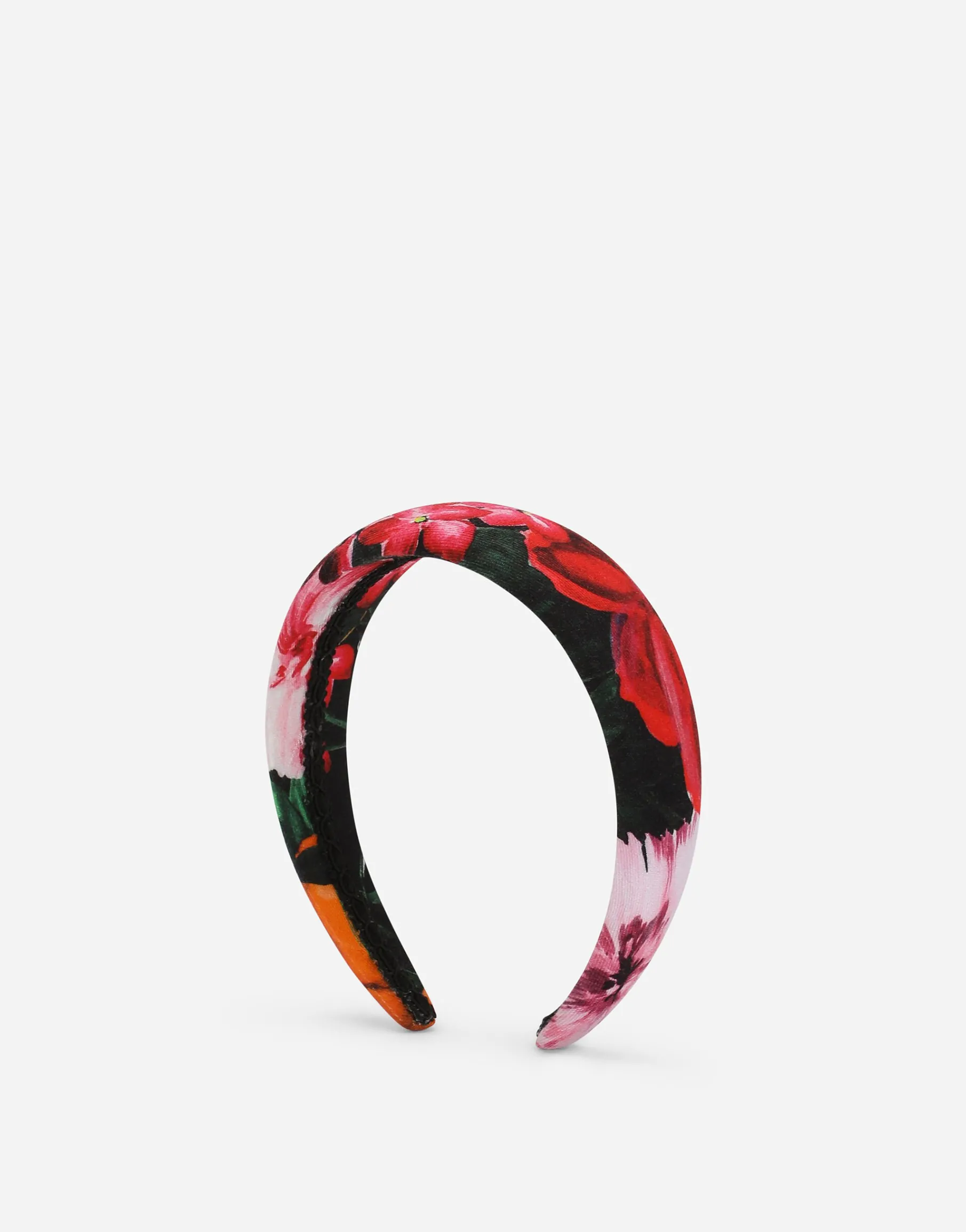 Viyella hairband with floral print over a black background