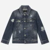 Washed denim jacket with rips