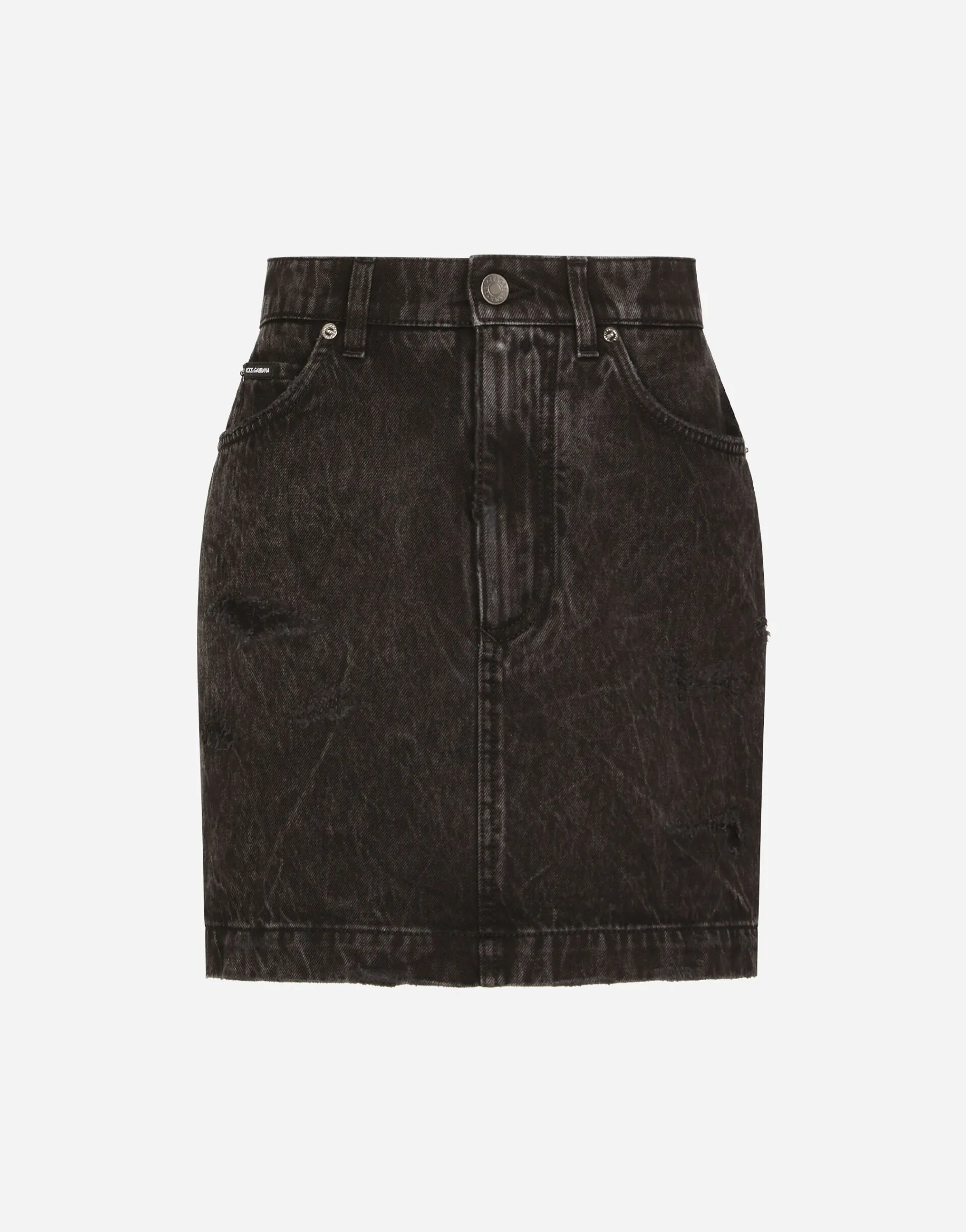 Washed denim miniskirt