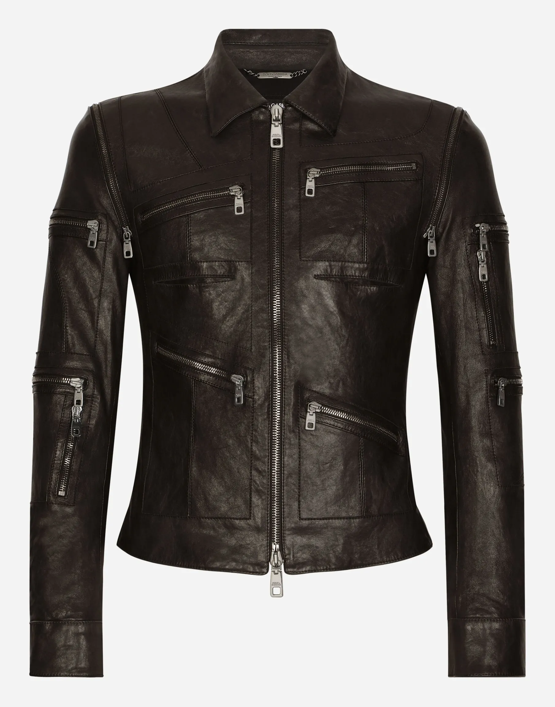 Washed leather jacket