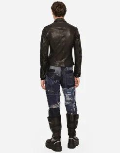 Washed leather jacket