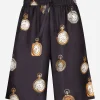 Watch-print silk jogging shorts