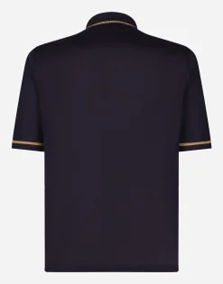 Watch-print silk polo-shirt