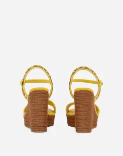 Wedge sandals with majolica embroidery
