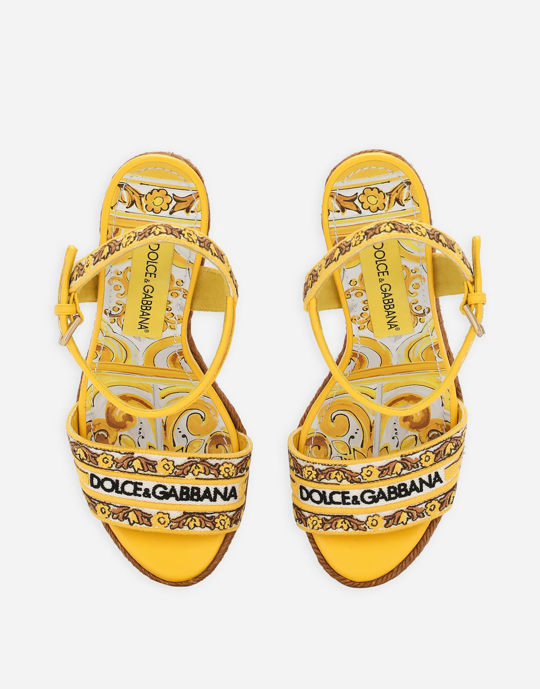 Wedge sandals with majolica embroidery