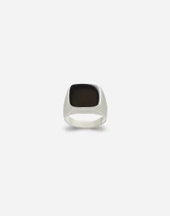White gold signet ring