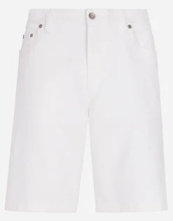 White stretch denim shorts