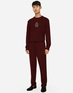 Wool and cashmere knit jogging pants