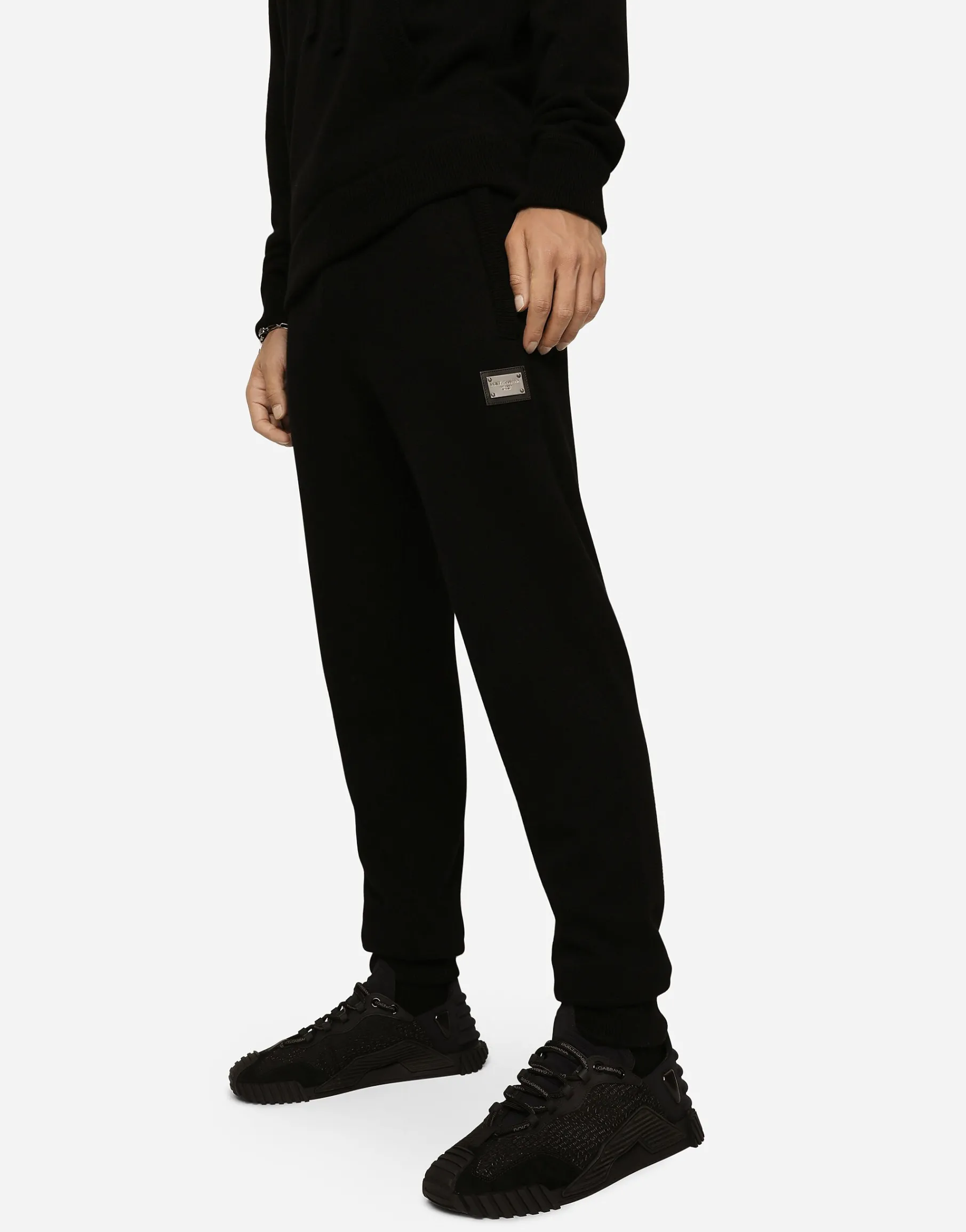 Wool and cashmere knit jogging pants
