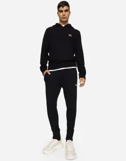 Wool and cashmere knit jogging pants