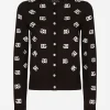 Wool and silk cardigan with all-over DG logo