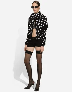 Wool and silk cardigan with polka-dot inlay