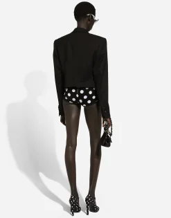 Wool and silk high-waisted panties with polka-dot inlay