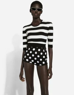 Wool and silk high-waisted panties with polka-dot inlay