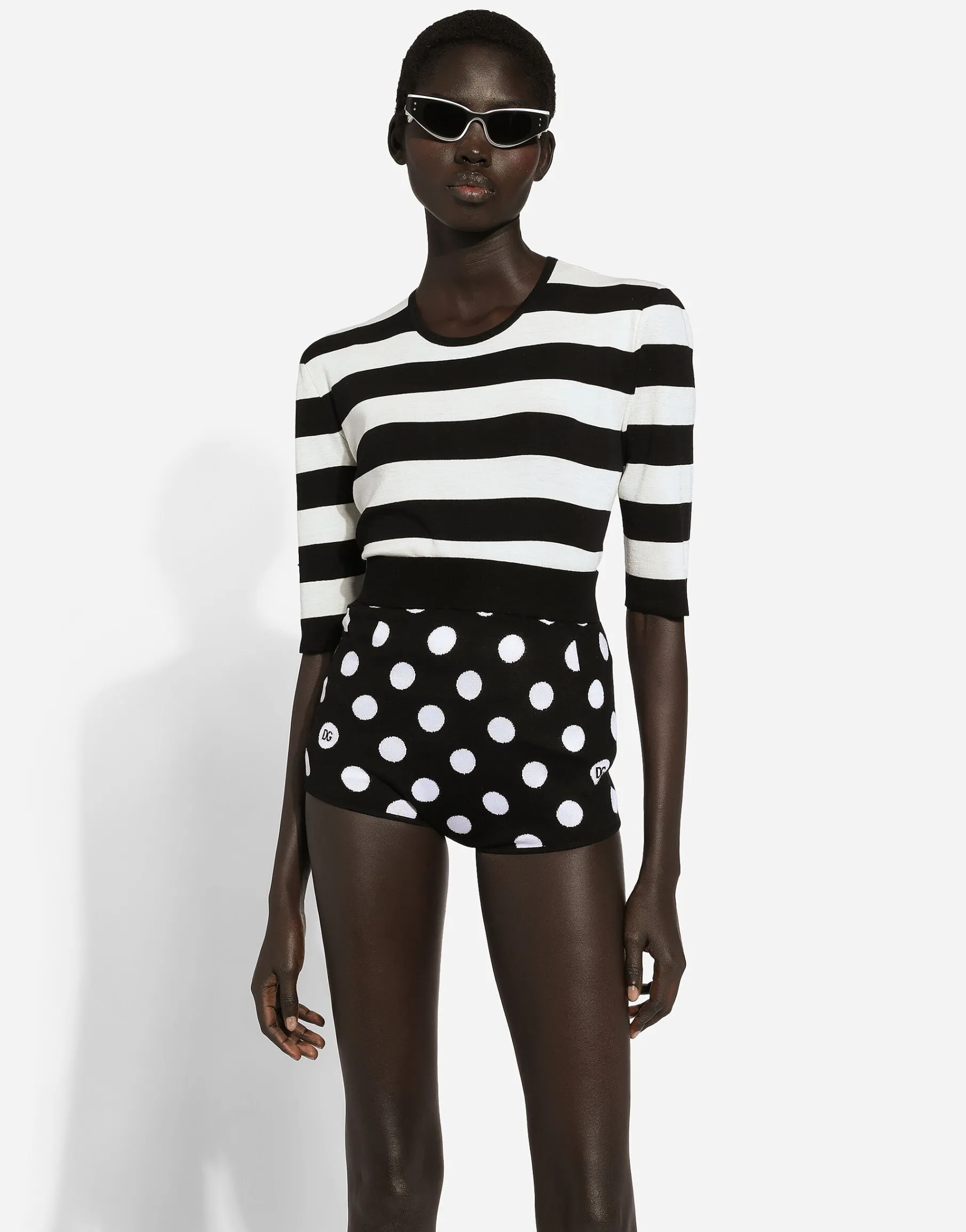 Wool and silk high-waisted panties with polka-dot inlay